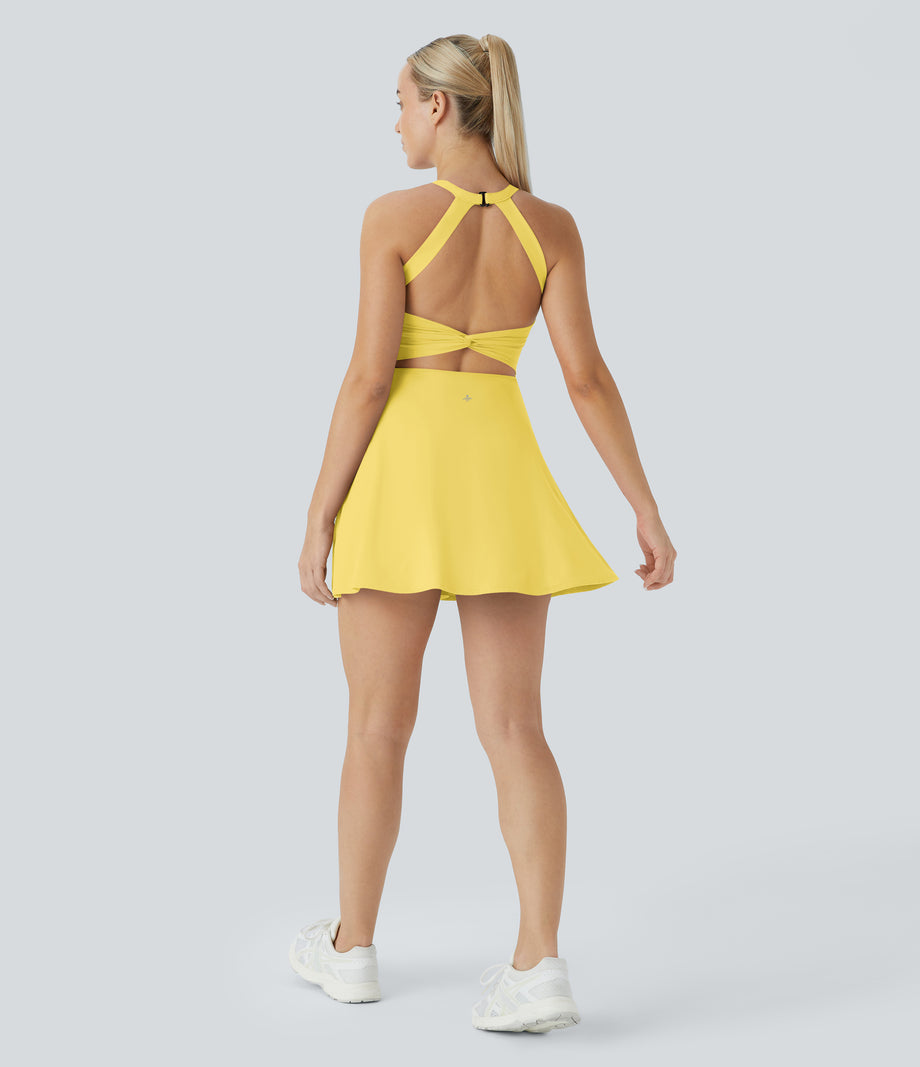 SoftlyZero™ Airy Backless Twisted Cool Touch Dance Active Dress-Easy Peezy Edition - Goldfinch
