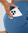 SoftlyZero™ Crossover Pocket Plain Leggings-UPF50+ - Gloomy Blue