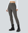 DayStretch High Waisted Zipper Pockets Solid Skinny Cargo Pants - Deep Red Grey