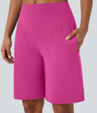 SoftlyZero™ Airy High Waisted Pockets Cool Touch Yoga Bermuda Shorts - Fuchsia Fedora