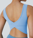 U Neck Crossover Barre Ballet Dance Tank Top A-D Cups - Fresh Blue