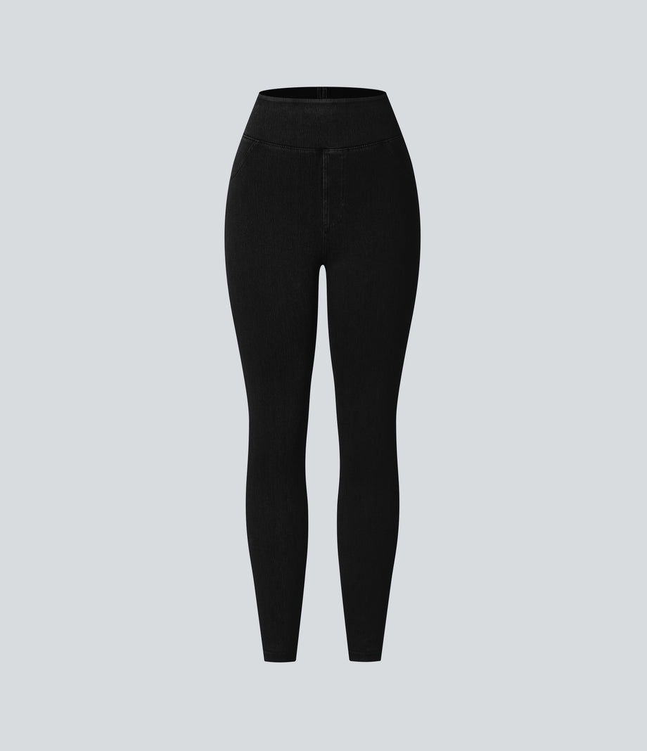 Halara Flex™ High Waisted Pocket Denim Casual Leggings - Black Denim