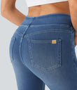 Halara Flex™ High Waisted Pockets Washed Casual Bootcut Jeans - Denim Dark Blue