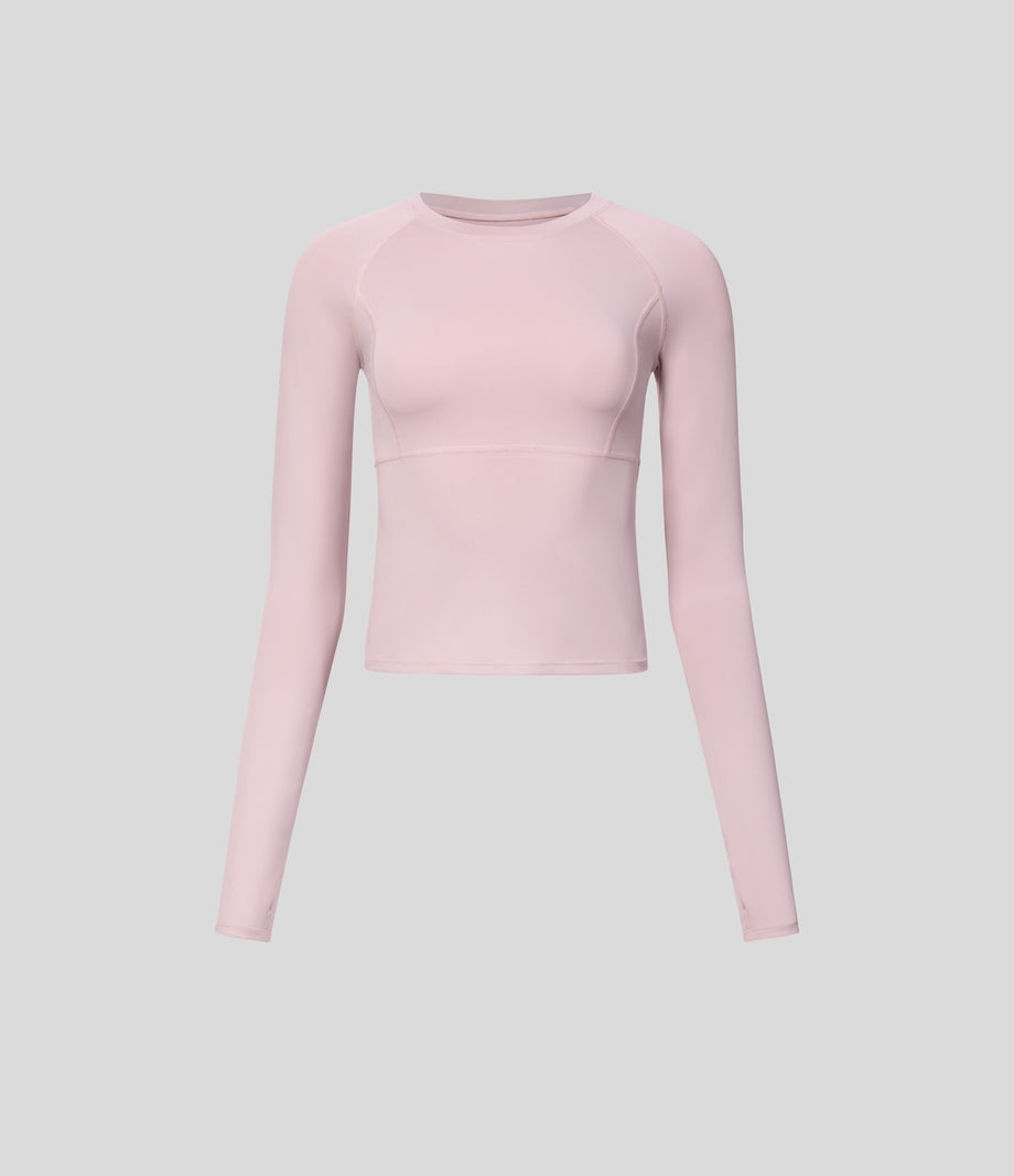 Solid Thumb Hole Yoga Sports Top - Pale Lilac