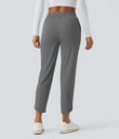 Mid Rise Drawstring Curved Hem Quick Dry Golf Tapered Pants with Pockets-UPF40+ - Steel Gray