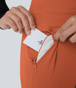 SoftlyZero™ Plush High Waisted Drawstring Pocket Plain Full Length Joggers - Orange Rust