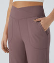 DayStretch Crossover Pocket Hem Wide Leg Yoga Pants-Smile - Purple Sandalwood