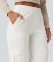 Halara Flex™ Mid Rise Pockets Straight Leg Casual Cargo Jeans - White Wood Denim