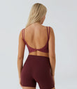 Double Straps Cropped Yoga Tank Top - Deep Wine