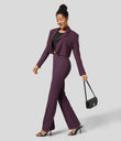 Halara Flex™ High Waisted Back Side Pocket Slight Flare Work Pants - Night's Purple