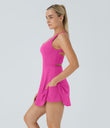 Backless Twisted Active Dress - Fuchsia Fedora