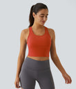 SoftlyZero™ Plush U Neck Racerback Cut Out Cropped Yoga Tank Top - Tigerlily
