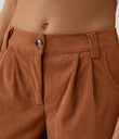 Mid Rise Zipper Pocket Corduroy Casual Pants - Baked Clay