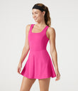 SoftlyZero™ Airy U Neck 2-in-1 Pocket Mini Cool Touch Dance Active Dress-Easy Peezy - Fuchsia Fedora