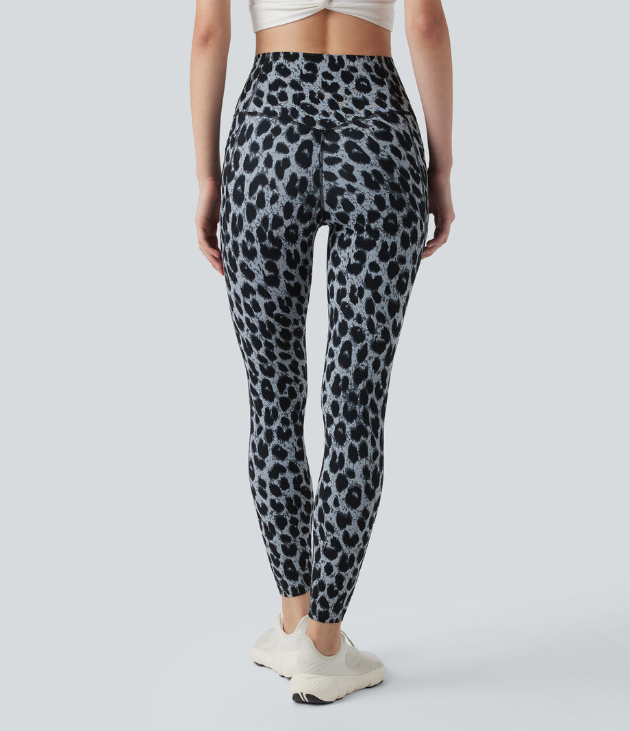Halara UltraSculpt™ Leopard Print High Waisted Tummy Control Yoga Leggings with Pockets - Moonshadow Leopard