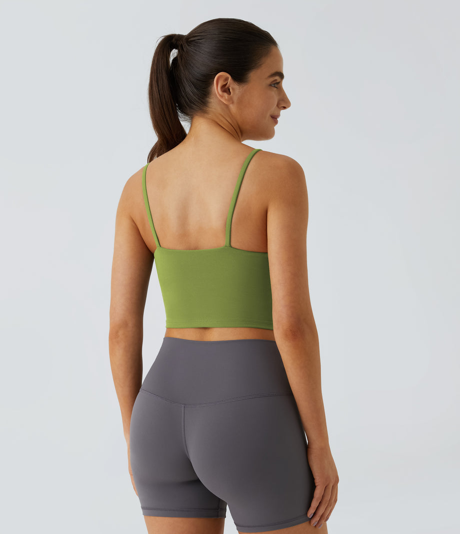 Basic Padded Workout Cropped Low Support Tank Top A-D Cups - Peridot