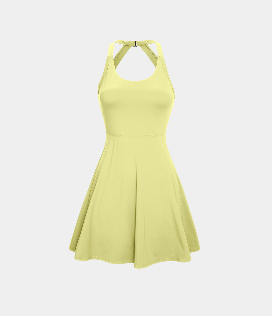 Flare Mini Dance Active Dress-Longer Length - Yellow Pear