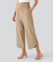 Breezeful™ High Waisted Crossover Quick Dry Resort Pants with Pockets - Curds & Whey