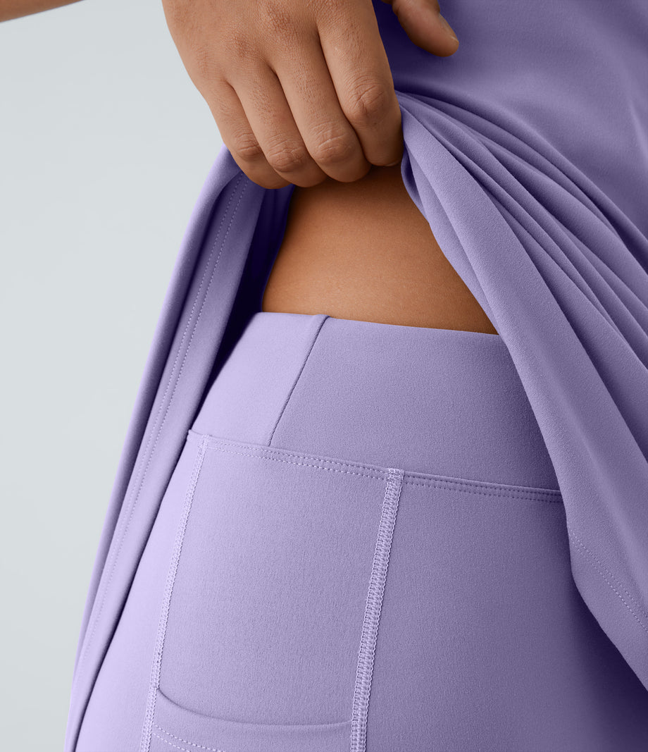 SoftlyZero™ Plush Double Straps 2-Piece Pocket Slip Dance Active Dress A-D Cups - Lavender
