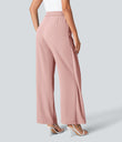 Halara Flex™ High Waisted Tie Side Wide Leg Work Pants - Frost Peach Pink