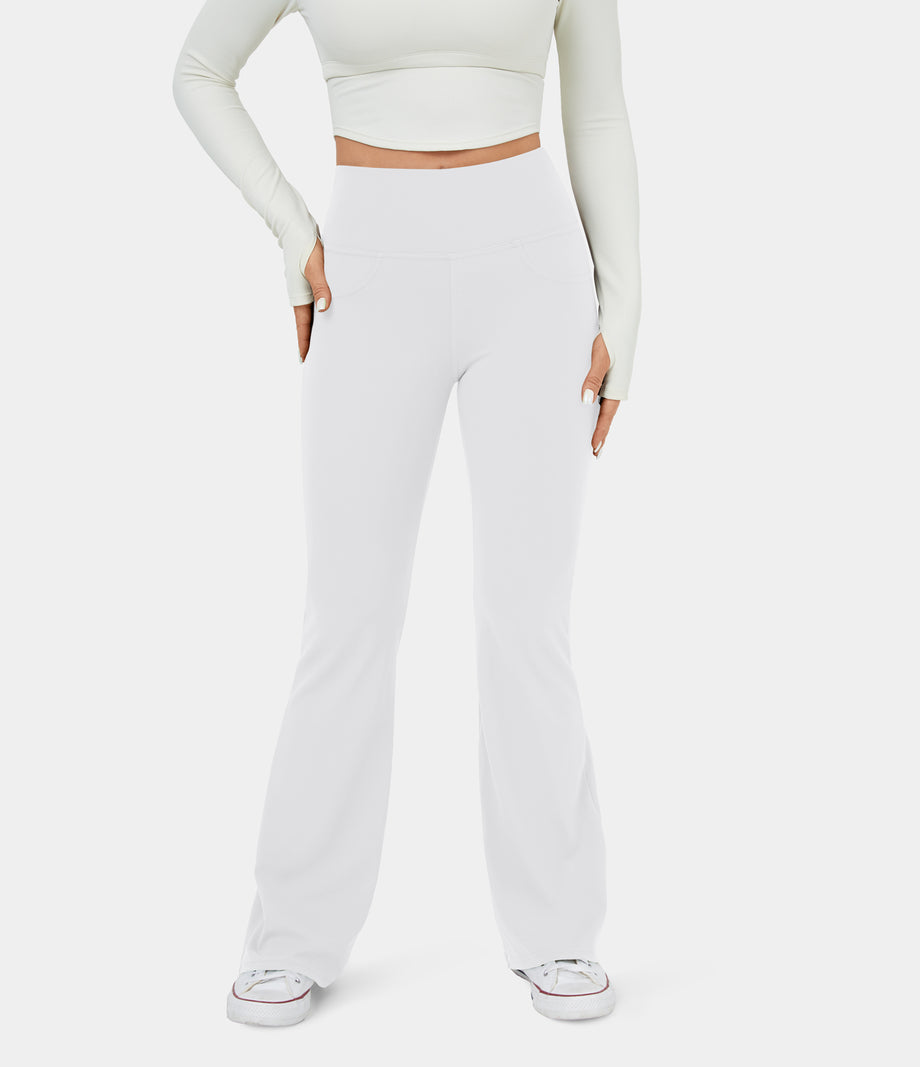 DayStretch High Waisted Pocket Flare Yoga Leggings - White