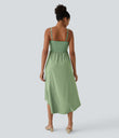 Breezeful™ High Low 2-Piece Pocket Flowy Midi Quick Dry Casual Dress - Hot Wasabi - Green