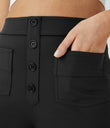 DayStretch High Waisted Pockets Straight Leg Casual Pants - Black