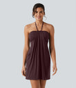 Halter Tie Back Mini Resort Dress with Pockets - Sassafras