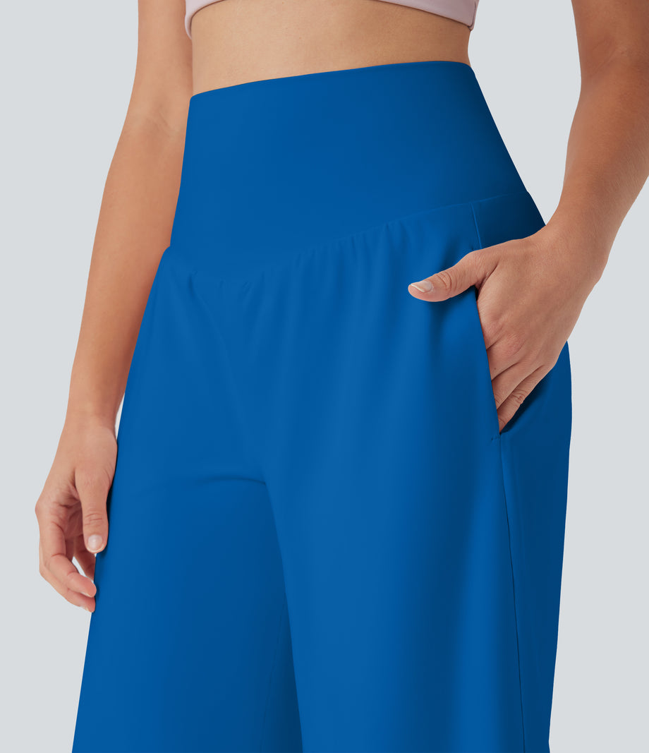 SoftlyZero™ Airy High Waisted Pockets Cool Touch Yoga Bermuda Shorts - Skydiver