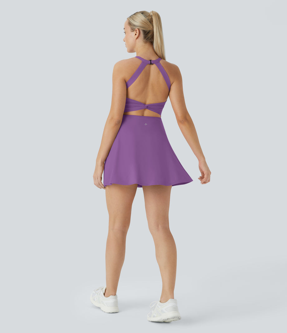 SoftlyZero™ Airy Backless Twisted Cool Touch Dance Active Dress-Easy Peezy Edition - Dewberry