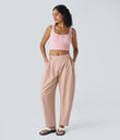 Mid Rise Pocket Barrel Leg Baggy Work Pants - Frosty Grapefruit Orange