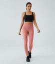 DayStretch High Waisted Crossover Contrast Mesh Decorative Buckle Yoga Leggings - Candy Pink