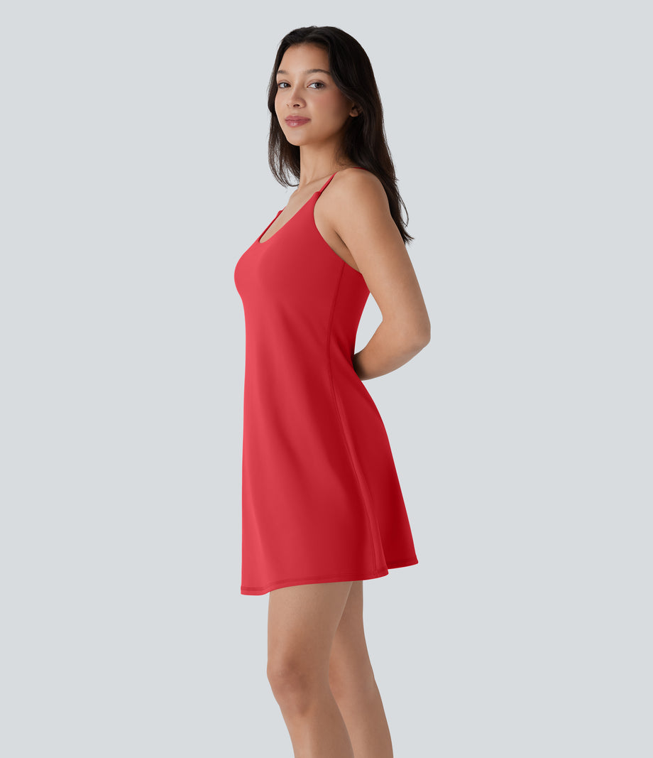 SoftlyZero™ Plush Molded Cups Low Support Dance Active Dress-Easy Peezy Edition A-D Cups - Mars Red