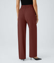 Halara Flex™ High Waisted Zipper Pocket Shirred Straight Leg Work Pants - Biking Red