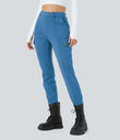 DayStretch High Waisted Zipper Pockets Solid Skinny Cargo Pants - Gloomy Blue