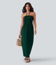 Halter Tie Back Maxi Dress with Pockets - Emerald Green
