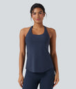 Halara UltraSculpt™ Round Neck Crisscross Back Running Tank Tops DD-F Cups - Mood Indigo