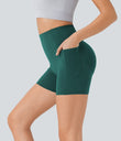 Halara UltraSculpt™ High Waisted Scrunch Butt Lifting Tummy Control Pocket Shaping Workout Biker Shorts 5'' - Forest Biome