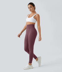 OneForm Seamless Flow High Waisted Ruched Plain Leggings - Red Mahogany