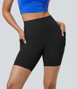 Halara UltraSculpt™ High Waisted Tummy Control Pocket Shaping Training Biker Shorts 7'' - Black