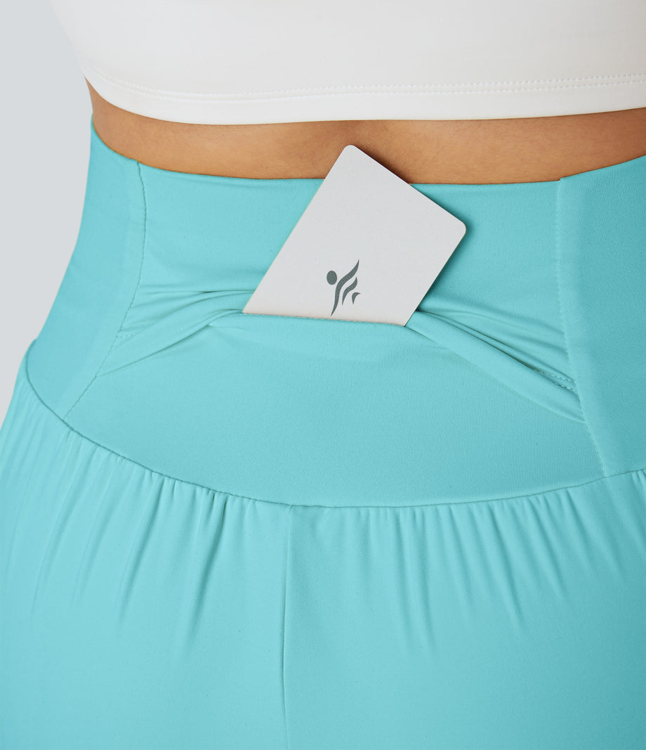 SoftlyZero™ Airy Super High Waisted 2-in-1  Cool Touch Yoga Shorts 5'' with Pockets-Longer Length - Loka Blue