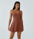 SoftlyZero™ Airy Backless Twisted Flare Low Support Dance Active Dress-Longer Length-Easy Peezy Edition A-D Cups - Sequoia