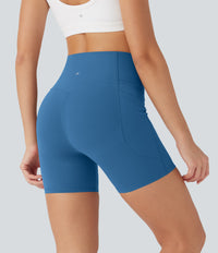 Halara UltraSculpt™ High Waisted Butt Lifting Tummy Control Pocket Shaping Training Biker Shorts 5'' - Vallarta Blue