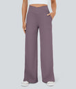 DayStretch Crossover Pocket Hem Wide Leg Yoga Pants-Smile - Nebula Purple