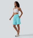 SoftlyZero™ Airy Super High Waisted 2-in-1 Cool Touch Yoga Shorts 9" with Pockets - Loka Blue