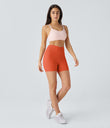 SoftlyZero™ Plush High Waisted Crossover Ruched Yoga Shorts 5'' - Tigerlily