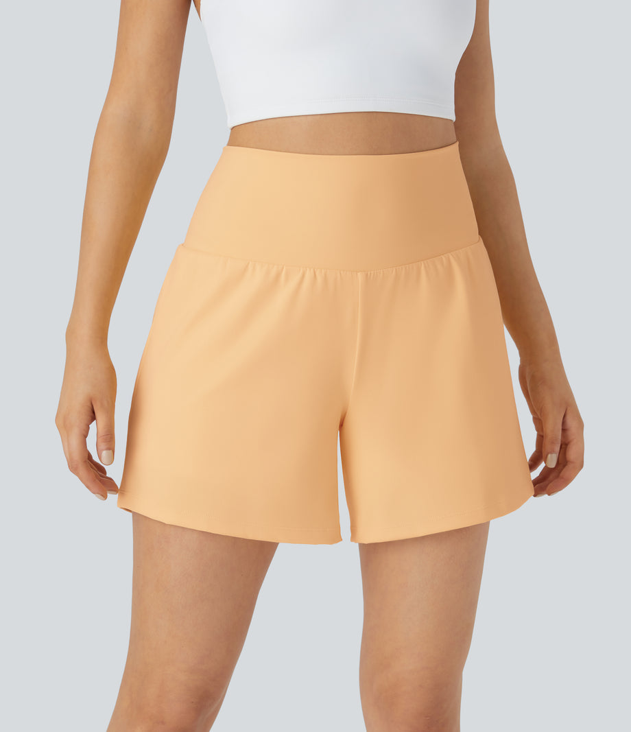 SoftlyZero™ Airy Super High Waisted 2-in-1  Cool Touch Yoga Shorts 5'' with Pockets-Longer Length - Sunburst