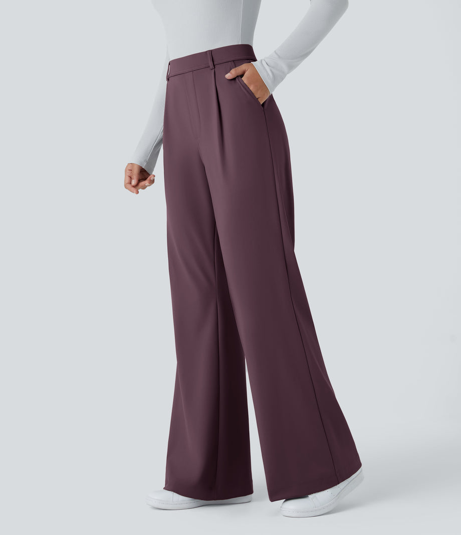 Halara Flex™ DayStretch High Waisted Pocket Work Flare Pants - Dusky Evening purple