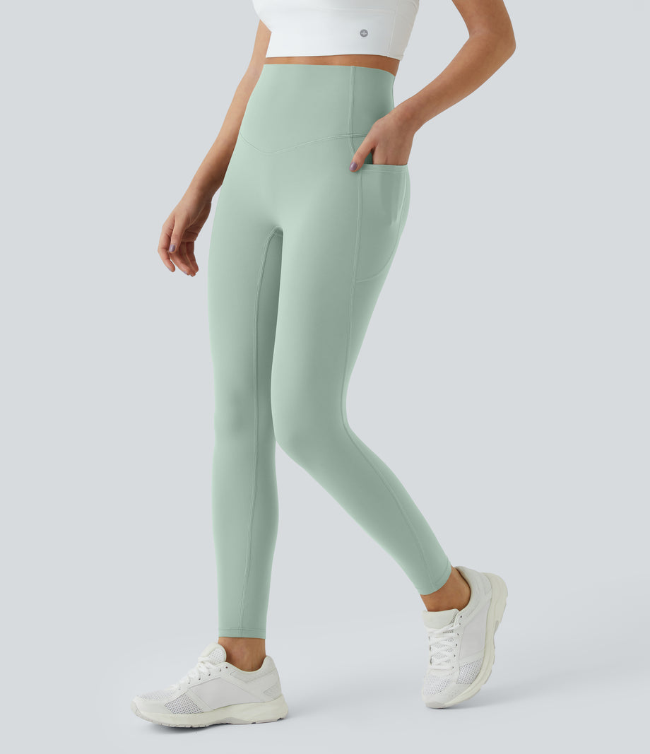 Halara UltraSculpt™ High Waisted Tummy Control Pocket Shaping Training Leggings - Iceberg Green