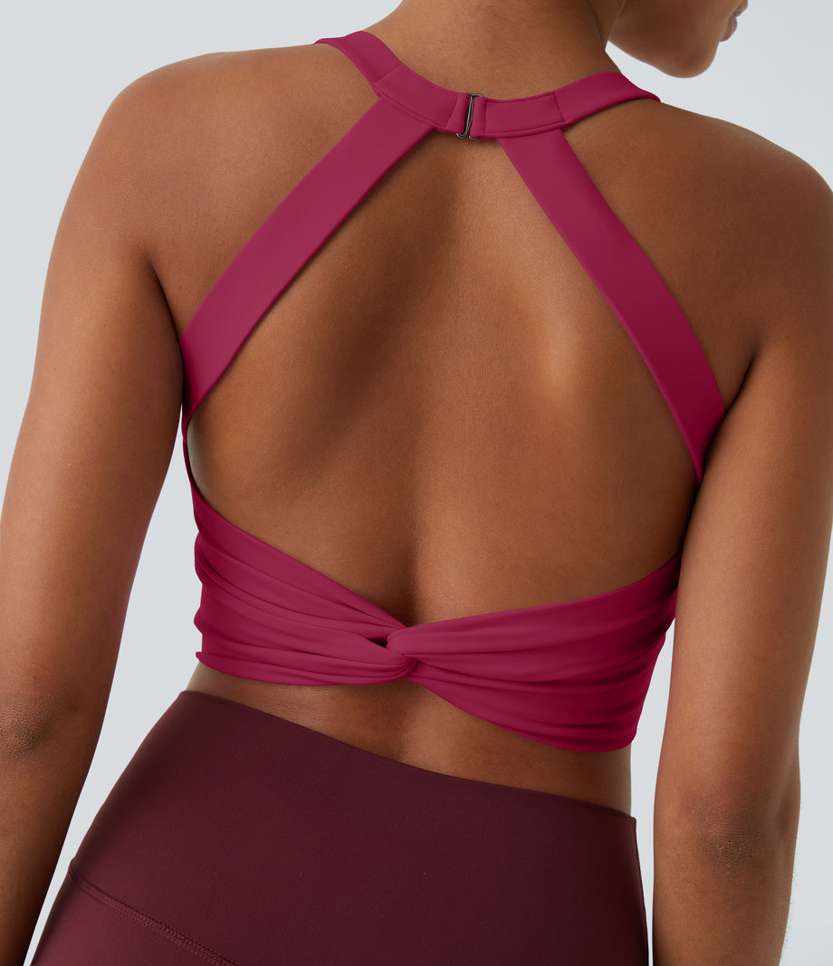 SoftlyZero™ Plush Cut Out Cropped Yoga Tank Top - Cherries Jubilee